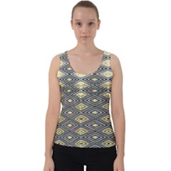 Gold Triangles And Black Pattern By Flipstylez Designs Velvet Tank Top