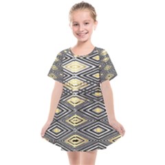 Gold Triangles And Black Pattern By Flipstylez Designs Kids  Smock Dress