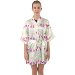 Tiny Heart And Flowers By Flipstylez Designs Quarter Sleeve Kimono Robe