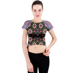 Decorative Ornate Candy With Soft Candle Light For Peace Crew Neck Crop Top by pepitasart