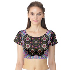 Decorative Ornate Candy With Soft Candle Light For Peace Short Sleeve Crop Top by pepitasart