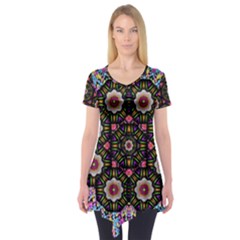 Decorative Ornate Candy With Soft Candle Light For Peace Short Sleeve Tunic  by pepitasart