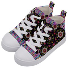 Decorative Ornate Candy With Soft Candle Light For Peace Kid s Mid-top Canvas Sneakers by pepitasart