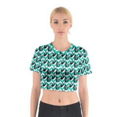 Vintage Camera Chevron Aqua Cotton Crop Top by snowwhitegirl