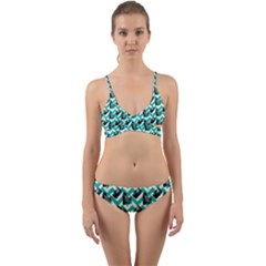 Vintage Camera Chevron Aqua Wrap Around Bikini Set by snowwhitegirl