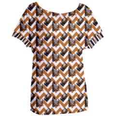 Vintage Camera Chevron Orange Women s Oversized Tee