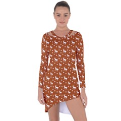 Deer Dots Orange Asymmetric Cut-out Shift Dress