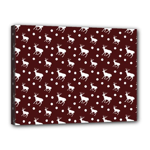 Deer Dots Red Canvas 16  X 12  (stretched)