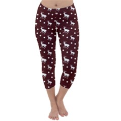 Deer Dots Red Capri Winter Leggings 