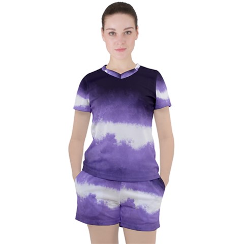 Ombre Women s Tee And Shorts Set by Valentinaart