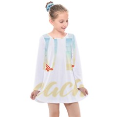Hola Beaches 3391 Trimmed Kids  Long Sleeve Dress by mattnz