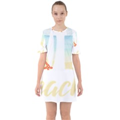 Hola Beaches 3391 Trimmed Sixties Short Sleeve Mini Dress