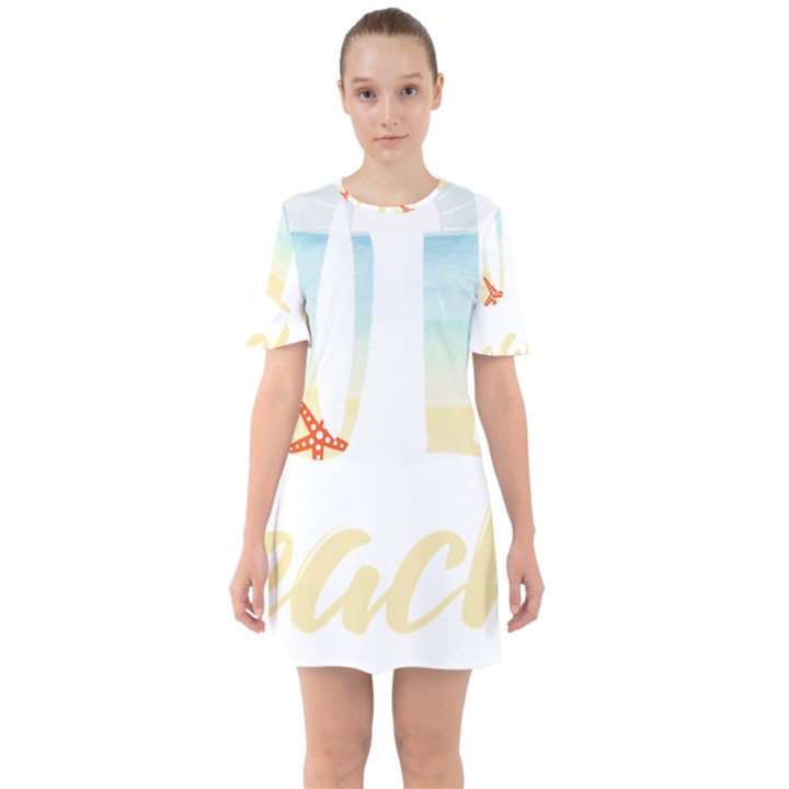 Hola Beaches 3391 Trimmed Sixties Short Sleeve Mini Dress