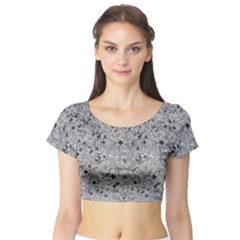 Cracked Texture Abstract Print Short Sleeve Crop Top