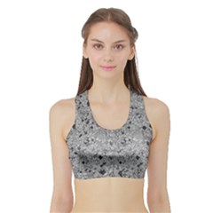 Cracked Texture Abstract Print Sports Bra with Border