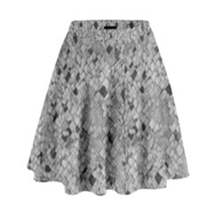 Cracked Texture Abstract Print High Waist Skirt