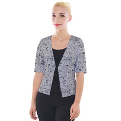 Cracked Texture Abstract Print Cropped Button Cardigan