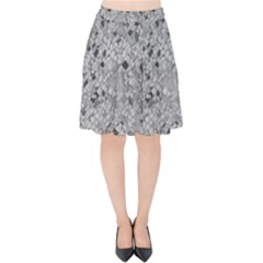 Cracked Texture Abstract Print Velvet High Waist Skirt