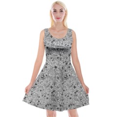 Cracked Texture Abstract Print Reversible Velvet Sleeveless Dress