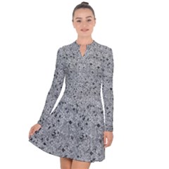 Cracked Texture Abstract Print Long Sleeve Panel Dress
