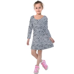 Cracked Texture Abstract Print Kids  Long Sleeve Velvet Dress