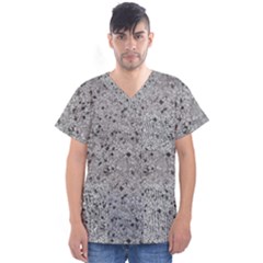 Cracked Texture Abstract Print Men s V-Neck Scrub Top