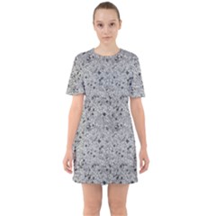 Cracked Texture Abstract Print Sixties Short Sleeve Mini Dress