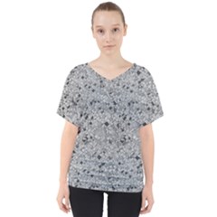 Cracked Texture Abstract Print V-Neck Dolman Drape Top