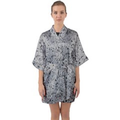 Cracked Texture Abstract Print Quarter Sleeve Kimono Robe