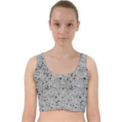 Cracked Texture Abstract Print Velvet Racer Back Crop Top