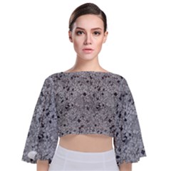 Cracked Texture Abstract Print Tie Back Butterfly Sleeve Chiffon Top