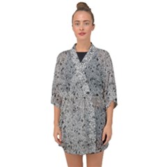 Cracked Texture Abstract Print Half Sleeve Chiffon Kimono