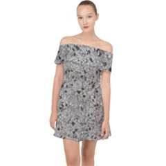 Cracked Texture Abstract Print Off Shoulder Chiffon Dress