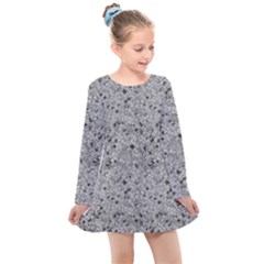 Cracked Texture Abstract Print Kids  Long Sleeve Dress