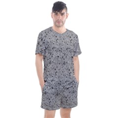 Cracked Texture Abstract Print Men s Mesh Tee and Shorts Set