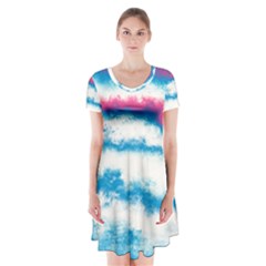 Ombre Short Sleeve V-neck Flare Dress by Valentinaart