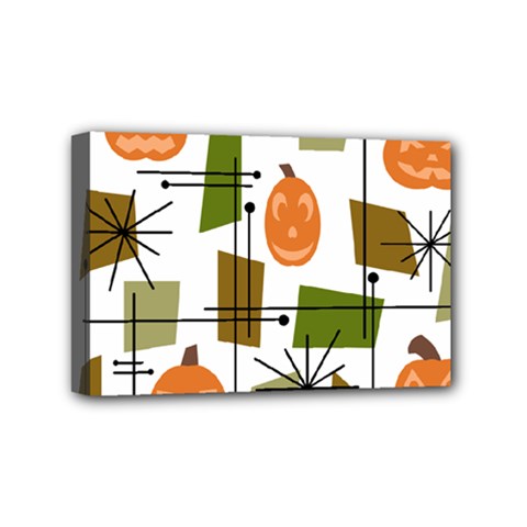 Halloween Mid Century Modern Mini Canvas 6  X 4  (stretched) by KayCordingly