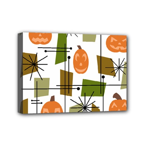 Halloween Mid Century Modern Mini Canvas 7  X 5  (stretched) by KayCordingly