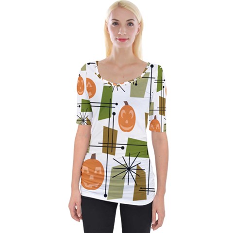 Halloween Mid Century Modern Wide Neckline Tee by KayCordingly