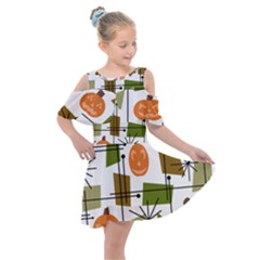 Halloween Mid Century Modern Kids  Shoulder Cutout Chiffon Dress