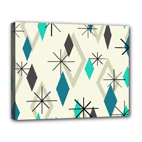 Atomic Era Diamonds (turquoise) Canvas 14  X 11  (stretched) by KayCordingly