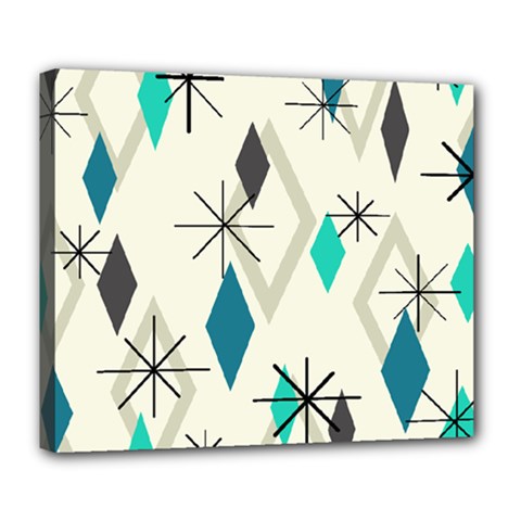 Atomic Era Diamonds (turquoise) Deluxe Canvas 24  X 20  (stretched) by KayCordingly