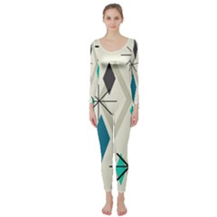 Atomic Era Diamonds (turquoise) Long Sleeve Catsuit by KayCordingly