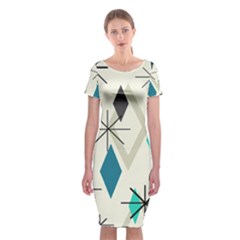 Atomic Era Diamonds (turquoise) Classic Short Sleeve Midi Dress by KayCordingly