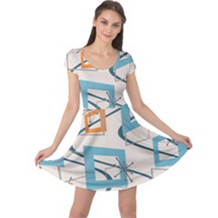 Minimalist Wavy Rectangles Cap Sleeve Dress