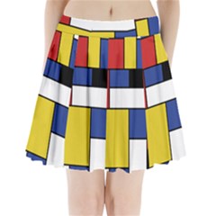 Mondrian Geometric Art Pleated Mini Skirt by KayCordingly