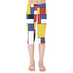 Mondrian Geometric Art Kids  Capri Leggings  by KayCordingly