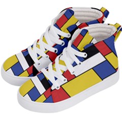 Mondrian Geometric Art Kid s Hi-top Skate Sneakers by KayCordingly