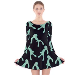 Bold and Brash pattern Long Sleeve Velvet Skater Dress