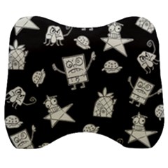 Doodle Bob Pattern Velour Head Support Cushion by Valentinaart